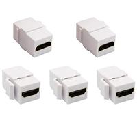 AAOTOKK HDMI Keystone Coupler, Gold Plated HDMI Keystone Jack Insert Female to Female 3D 4K Coupler Adapter for Wall Plate (White/5 Pack)