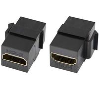 AAOTOKK HDMI Keystone Coupler, Gold Plated HDMI Keystone Jack Insert Female to Female 3D 4K Coupler Adapter for Wall Plate (Black/2 Pack)