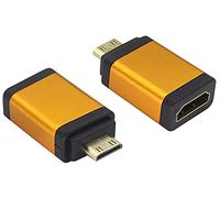AAOTOKK HDMI to Mini HDMI Adapter Aluminum Alloy Shell Mini HDMI Male to HDMI Female Cable Connector 4K 60Hz Compatible for Raspberry Pi,Camera,Camcorder,DSLR, Tablet,Video Card(2-Pack/Orange)