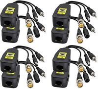 AAOTOKK Passive Video/Audio Supply RJ45 to BNC Network Transceiver HD-CVI/TVI/AHD/CVBS,for 720 1080P 3MP 4MP 5MP 8MP full HD CCTV Security DVR Monitoring Camera System(19cm/4-Pairs)