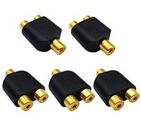 AAOTOKK RCA Y Splitter Adapter,Gold-Plated1RCA Male to 2 RCA Female Jack Audio Video Y Splitter Adapters Connector for Audio Video AV TV Cable Convert (5 Pack F/F)