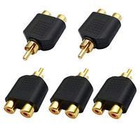AAOTOKK RCA Y Splitter Adapter,Gold-Plated1RCA Male to 2 RCA Female Jack Audio Video Y Splitter Adapters Connector for Audio Video AV TV Cable Convert (5 Pack M/F)