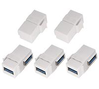 AAOTOKK Right Angle USB 3.0 Keystone Coupler 90 Degree USB 3.0 A Female to Female Keystone Jack Insert Socket Coupler Adapter for Wall Plate Outlet Panel (White/5 Pack)