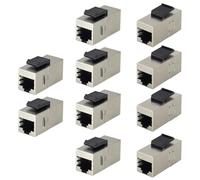 AAOTOKK RJ45 Coupler Keystone Jack 10G Ethernet Panel Cat6A Female to Female Coupler, UTP Keystone Inline Coupler Use for Networking As an Extender Between Two Patch Cables(10-Pack/CAT6A)