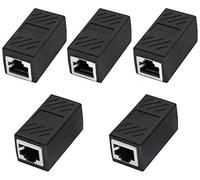 AAOTOKK RJ45 Network Cable Coupler RJ45 Adapter Female to Female Ethernet Cable LAN Connector for Cat6 Cat5e in Line Ethernet Coupler Male Cable(Black-5 Pack)