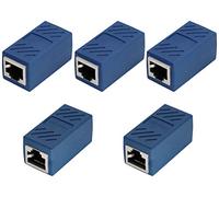 AAOTOKK RJ45 Network Cable Coupler RJ45 Adapter Female to Female Ethernet Cable LAN Connector for Cat6 Cat5e in Line Ethernet Coupler Male Cable(Blue-5 Pack)