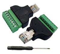 AAOTOKK RJAAOTOKK RJ45 Screw Terminal RJ45 8P 8C Male to 8Pin Female Bolt Screw Type terminals Ethernet Net Network Plug for AV CCTV UTP DVR Cat5 Cat6 Cat7 Coupler(2 Pack/Male)