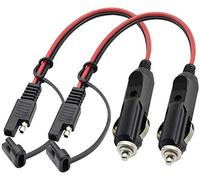 AAOTOKK SAE Cigarette Lighter Charger Cable,16AWG 12V Cigarette Lighter Male Plug to SAE 2 Pin Quick Release Disconnect Connector Plug Adapter Extension Charging Cable with Fuse(0.3m/1ft-2Pack-M)