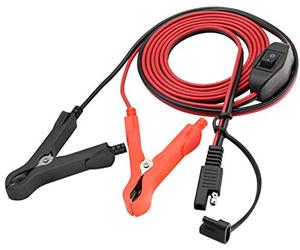 AAOTOKK SAE Extension Cable 16 AWG Wire Harness SAE to Battery Alligator Crocodile Clip12V DC Extension Cord with Switch Quick Connect/Disconnect Snap Action Cable(2.4m/7.8ft-Fuseless Box)