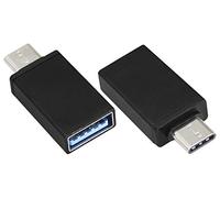 AAOTOKK Type C to USB 2.0 Adapter Aluminum Type C Male to USB A 2.0 Female Converter, On The Go (OTG) for Smartphone, Laptops,Mouse Keyboards, More USB and Type-C Devices(2 Pack-Black)
