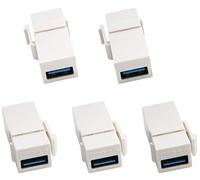 AAOTOKK USB 3.0 A Keystone Adapter Female to Female USB 3.0 A Keystone Jack Insert Socket Coupler Adapter for Wall Plate Outlet Panel (White/5 Pack)