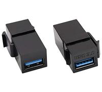 AAOTOKK USB Keystone Adapter USB 3.0 A Keystone Jack Insert Female to Female conector Adapter for Wall Plate Outlet Panel (Black/2 Pack)
