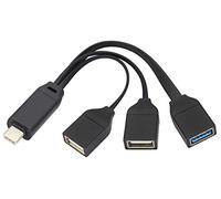 AAOTOKK USB Type C 3.0 Male to 2Port USB 2.0+USB 3.0 Female OTG Splitter cable,Suitable for Mobile(OTG) Smartphones,Laptops,Mouse Keyboards,more USB and Type-C Devices(21cm/8 inches)