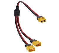 AAOTOKK XT60 Y Splitter Cable, 1 Female to 2 Male Connector Adapter, 14AWG XT60 Extension Cable for Solar Panel, Solar Generator, Portable Power Station, Drone, RV, Ship Etc (37cm/1F to 2M)