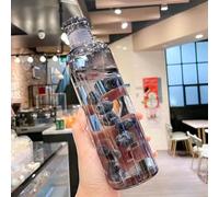 AAPIE 500/750ml Plastic Water Bottle with Time Marker Large Capacity Drink Bottle Outdoor Sports Water Bottles Simple Leakproof Cup