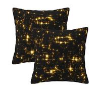AAPIKA Black And Gold Wallpaper Printed Pillow Case Set Of 2 - Square Cushion Cover Modern Pillowcase 40x40 Cm