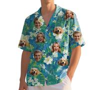 Aappping Custom Hawaiian Shirts for Men with Face, Personalised Shiteshirts Hawaiian Shirts, Funny Shirt, Tropical Summer Beach Casual Short Sleeve, Personalised Gifts for Men