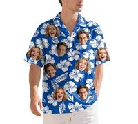 Aappping Custom Hawaiian Shirts for Men with Face, Personalised Shiteshirts Hawaiian Shirts, Funny Shirt, Tropical Summer Beach Casual Short Sleeve, Personalised Gifts for Men