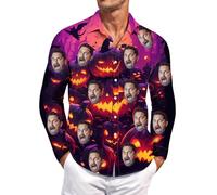 Aappping Custom Hawaiian Shirts for Men with Face, Personalised Shiteshirts Hawaiian Shirts, Funny Shirt, Tropical Summer Beach Casual Short Sleeve, Personalised Gifts for Men (K)