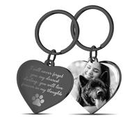 Aappping Personalised Keyrings Heart Shape,Photo Keyring,Custom Photo & Laser Engraved Message On Stainless Steel,Valentines Gifts For Him,Personalised Gifts For Him (Black)