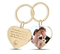 Aappping Personalised Keyrings Heart Shape,Photo Keyring,Custom Photo & Laser Engraved Message On Stainless Steel,Valentines Gifts For Him,Personalised Gifts For Him (Rose Gold D)