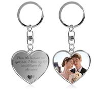 Aappping Personalised Keyrings Heart Shape,Photo Keyring,Custom Photo & Laser Engraved Message On Stainless Steel,Valentines Gifts For Him,Personalised Gifts For Him (Silver B)