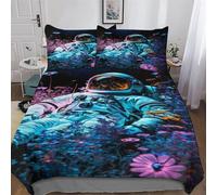 AAPZY Astronaut 3D Duvet Cover Microfiber Hotel Bedding Set Quilt Covers with Pillowcases Super Soft Comforter Cover with Zipper Closure For Boys, Girls And Teenagers Single (135x200cm)