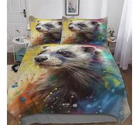AAPZY Ferret Bedding Set Duvet Cover with Pillowcase Soft Microfiber Quilt Cover 3D Print Design Comforter Cover 3 Pieces For Boys, Girls And Teenagers Double (200x200cm)
