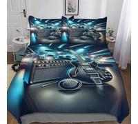 AAPZY Guitars Bedding Quilt Cover 3 Pieces Sets Easy Care Super-Soft Polycotton Comforter Cover Comfortable & Durable Duvet Cover with Pillowcases For Boys Girls Double (200x200cm)