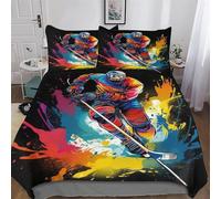 AAPZY Ice Hockey Bedding Set Duvet Cover Set 3D Comforter Cover 2 Pieces Bedspread Cover For Kids Teens Microfiber Easy Care And Super Soft Poly Cotton Quilt Cover Double (200x200cm)