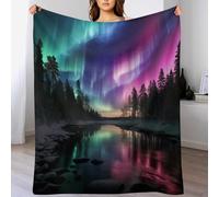 AAPZY Northern Lights in Norway Bedding Soft Flannel Throw Blanket - Plush Blanket Warming Decor Gift, Four Seasons Living Room Outdoor Fuzzy Blanket Travel Camping Blanket (130×150cm)