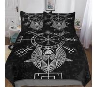 AAPZY Viking Myth Bedding Set 3D Print Duvet Cover for Teens Boys And Girls Soft Microfiber with Zipper Closure Comforter Cover 3-Piece Quilt Cover Decorated King (220x240cm)