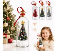 AAQ Christmas Voice Recordable Tree Message in a Bottle Ornament 2026 | 22-second Voice Recording Keepsake, Christmas Glass Bottle Keepsake Gift for Women Men, Snowy Mini Tree Scene Holiday Decor