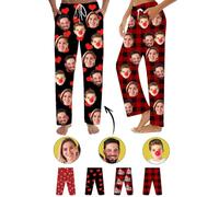 AAQ Custom Pajama Pants Personalised Face Photo Pyjamas,PJ Pants Bottoms Gift for Men Women Valentine's Day Birthday (02-Style)
