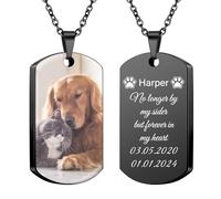 AAQ Personalised Ashes Necklace for Ashes - Cremation Jewellery Urn Keepsake Pendant for Pet Dog Cat Human - Memorial Locket with Photo Holder for Women Men (Color-Rectangle)