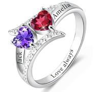AAQ Personalised Birthstone Ring for Women, Mum ring with 1-4 Names, Personalised Valentines Gifts for Women, Mothers Day Gifts for Mum