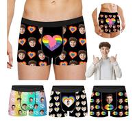 AAQ Personalised Boxers for Men with Face, Custom Funny Photo Boxer Briefs, Personalised Gay Rainbow Pride Underwear, LGBTQ Gift (UK, Alpha, S, XXL, Regular, Regular, 01-CHNK)