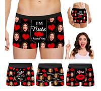 AAQ Personalised Boxers for Men with Face, Custom Funny Photo Boxer Briefs, Personalised Underwear Gifts for Boyfriend Husband Valentine's Day (UK, Alpha, S, XXL, Regular, Regular, 02-Text)