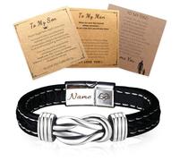 AAQ Personalised Infinity Knot Bracelet for Man Engraved Braided Leather Name Bracelets, To My Son/Man/Dad Bracelet Gifts for Birthday Valentine's Day Father's Day (01-Black)