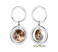 AAQ Personalised Keyring Photo - Photo Keyring with Double Sided Personalised, Custom Key Ring with Piture Text Customised Christmas Birthday Gifts for Women Men (Rotating)