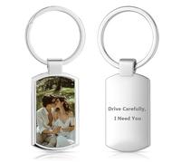 AAQ Personalised Keyring Photo - Photo Keyring with Double Sided Personalised, Custom Key Ring with Piture Text Customised Christmas Birthday Gifts for Women Men (Rectangle)