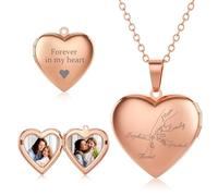AAQ Personalised Locket Necklace for Women Mum - Custom Heart Necklace with Text or Name, Personalised Gifts for Women Mum Mothers day Christmas (Rose Gold)