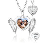 AAQ Personalised Locket Necklace with Photo Custom Heart Locket Necklace with Picture Engraved Text Gift for Women