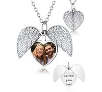 AAQ Personalised Locket Necklace with Photo, Custom Heart Locket with Picture Engraved Text Gift for Women(02-Heare Locket Necklace)