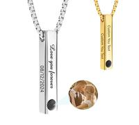 AAQ Personalised Photo Necklace for Women - Custom Necklace with Picture Inside,925 Sterling Silver Photo Projection Necklaces Memory,Personalised Gifts for Women Girlfriend (Strip)