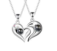 AAQ Personalised Photo Projection Necklace - Sterling Silver Keepsake with Picture Inside,Custom Gifts for Women Mum Wife Couple On Valentine's Mother's Day Birthday Christmas (Couple)