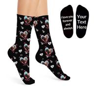 AAQ Personalised Socks with Photo Custom Face Socks Couples Photo Sock Any Image Here Funny Gifts for Men Women Pet (UK, Alpha, S, L, Regular, Regular, Heart style)