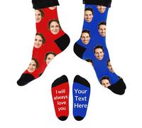AAQ Personalised Socks with Photo Custom Face Socks Couples Photo Sock Any Image Here Funny Gifts for Men Women Pet (UK, Alpha, S, L, Regular, Regular, AB style)