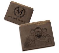 AAQ Personalised Wallets for Men - Custom Leather Wallet with Engraved Photo, Personalised Gifts for Birthday Fathers Day Christmas, Customised Gifts for Men Father Boyfriend Him