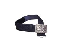 AAR Black Leather Thistle Design Scottish Highland Kilt Belt With Antique Finish Buckle XX-Large